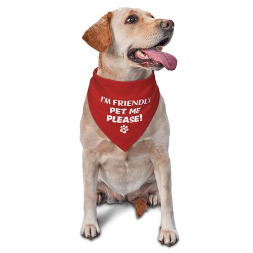 Hundehalstuch mit Aufschrift "I'm Friendly Please Pet Me", Halstuch für den täglichen Gebrauch, Geschenk für Hundeliebhaber, Rot von vercosee