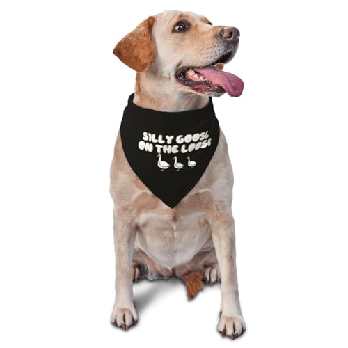 Silly Goose on the Loose Triangle Dog Bandana, Summer Bandana Funny Triangle Dogs Scarf Taschentuch, weich, verstellbar, Welpenhalstuch, Schwarz Silly Goose on the Loose Triangle Dog Bandana, Summer Bandana Funny Triangle Dogs Scarf Taschentuch, weich, verstellbar, Welpenhalstuch, Schwarz von vercosee