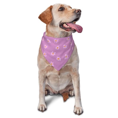 vercosee Hundehalstuch, Frühlingsblumen-Halstuch, wendbar, Frühlingsblumen-Halstuch, verstellbar, waschbar, Dreieckstuch für Hundeliebhaber (Rosa) von vercosee