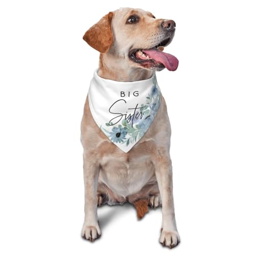 vercosee Hundehalstuch, Motiv: Big Sister, Enthüllung des Geschlechts, Baby-Ankündigung, Halstuch, Haustierzubehör für Hundeliebhaber, blaue Blume vercosee Hundehalstuch, Motiv: Big Sister, Enthüllung des Geschlechts, Baby-Ankündigung, Halstuch, Haustierzubehör für Hundeliebhaber, blaue Blume von vercosee
