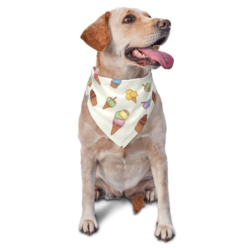 vercosee Hundehalstuch, Motiv: Eiscreme, entzückendes Dreieckstuch für Mädchen, Jungen, Hunde, Dreiecks-Urlaubstücher (Milchgelb) von vercosee