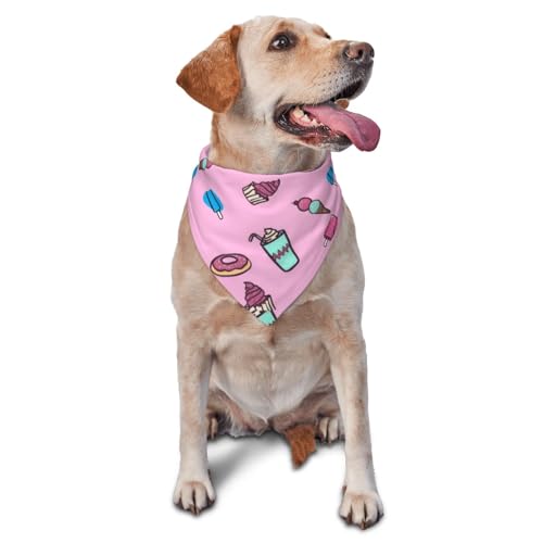vercosee Hundehalstuch, Motiv: Eiscreme, entzückendes Dreieckstuch für Mädchen, Jungen, Hunde, Dreiecks-Urlaubstücher (Rosa) von vercosee