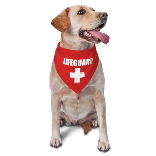 vercosee Lifeguard Haustier-Hunde-Bandana, Schal für Welpen, Hund, Strand, Pool, Zubehör, Halstuch, Sommer-Hundehalstuch, Sicherheits-Hunde-Bandana, Rot-1 von vercosee