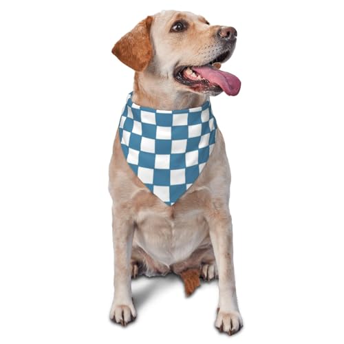 vercosee Pit Crew Hundehalstuch, karierte Flagge, Rennwagen-Flagge, Bandana, Halsband, Dreieck-Halstuch, Lätzchen, Schal, Set, Zubehör für Hundeliebhaber (blau) von vercosee