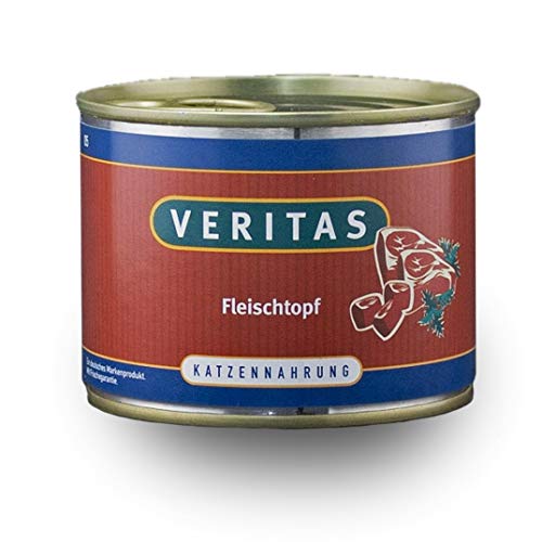 veritas Katzenmenü Mix Katzenfutter nass – Gourmet Sorte Fleischtopf mit 90% Fleisch I Nassfutter für Katzen I Rind Geflügel Wild - Katzennassfutter (Dosen 12x 200g) von veritas