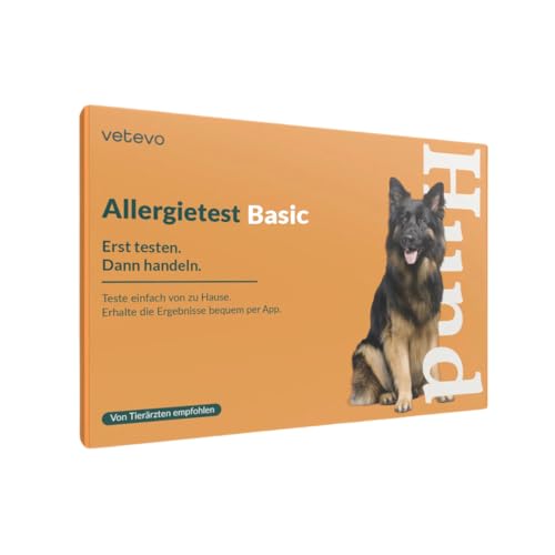 vetevo Allergietest Hund, Unverträglichkeitstest Hunde, bei Juckreiz-Symptomen, Pfoten-Beißen & Niesen, 125+ Futtermittel Unverträglichkeiten Testen von vetevo