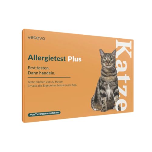 vetevo Allergietest Plus Katze, Unverträglichkeitstest Katze, bei Juckreiz & Niesen, 360+ Futtermittel Unverträglichkeiten, Gräser, Pollen & Co von vetevo