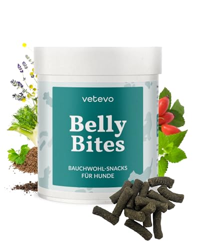 vetevo Belly Bites für Hunde, Verdauungssnacks mit Probiotika Hund, Heilmoor für Hunde, Hund Darmflora aufbauen, mit Flohsamenschalen Hund – 300g Dose von vetevo