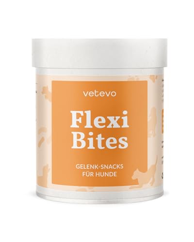 vetevo Flexi Bites Gelenk Snacks mit Grünlippmuschel Hund, Leckerli Statt Gelenktabletten, Unterstützt Knochen 6 Gelenke, mit Hagebutte - 300g Dose von vetevo