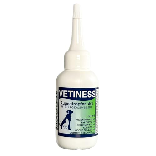 Vetiness Augentropfen Hund & Katze 50 ml - Augenlösung für trockene Augen mit Kolloidal-Silber - Augenpflege für Hunde zum Tränenflecken entfernen von vetiness