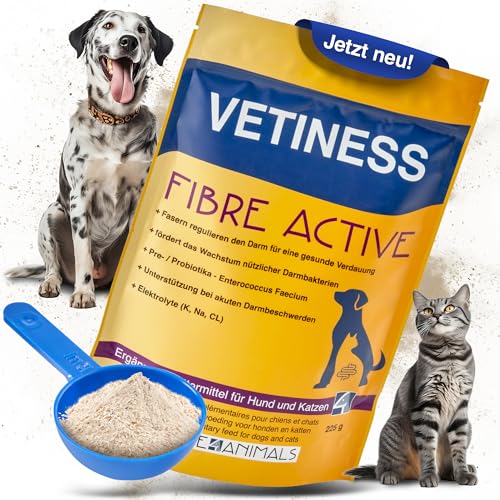 Vetiness Fibre Active 675 g für Hunde und Katzen | Probiotika Enterococcus Faecium, reguliert die Verdauung, bei Verstopfung und Durchfall, unterstützt die Analdrüsen, einfach ins Futter geben von vetiness