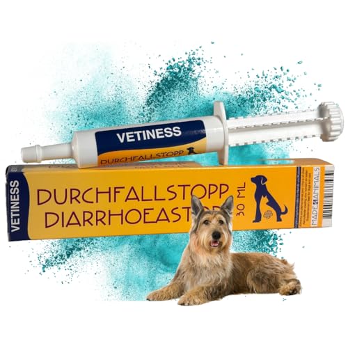vetiness Durchfallstopp Paste 30 ml | bei akutem Durchfall Hunde 15-30 kg direkt ins Maul | Unterstützt bei Durchfall & Erbrechen - Probiotika Hund, Durchfall Hund von vetiness