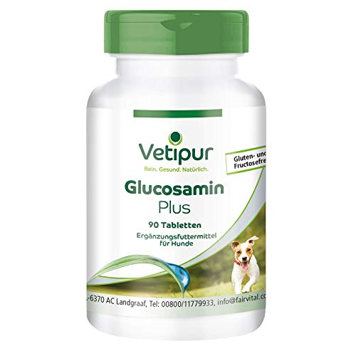 Vetipur Glucosamin Plus - Gelenktabletten - 90 Tabletten - Futterergänzung für Hunde - Glucosamin + Chondroitin + MSM + Vitamin C & Vitamin E Vetipur Glucosamin Plus - Gelenktabletten - 90 Tabletten - Futterergänzung für Hunde - Glucosamin + Chondroitin + MSM + Vitamin C & Vitamin E von vetipur