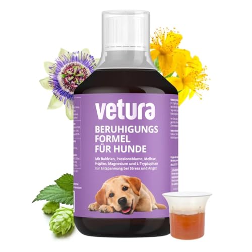 Vetura Beruhigungs-Formel - Beruhigungsmittel für Hunde, Natürliches Ergänzungsfuttermittel mit Baldrian & Magnesium, sanfte Entpannung ohne Chemie, Made in Germany, 1 x 500ml Vetura Beruhigungs-Formel - Beruhigungsmittel für Hunde, Natürliches Ergänzungsfuttermittel mit Baldrian & Magnesium, sanfte Entpannung ohne Chemie, Made in Germany, 1 x 500ml von Vetura