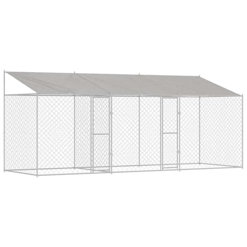 vidaXL Hundekäfig Silber 600 x 200 x 256 cm Verzinkter Stahl von vidaXL