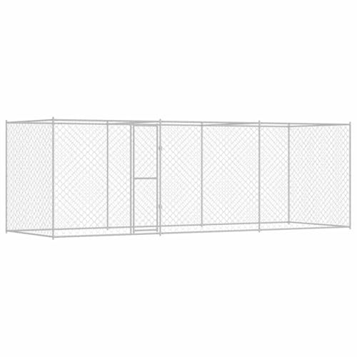 Rechteckiger Hundezwinger für große Rassen, 6 x 2 m, aus verzinktem Stahl. Nur für draußen geeignet. Wetterfest und wasserabweisend. Mit Schraubenschlüssel zum Zusammenbauen von vidaXL