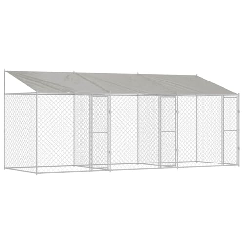 vidaXL Hundekäfig Silber 600 x 200 x 256 cm Verzinkter Stahl von vidaXL