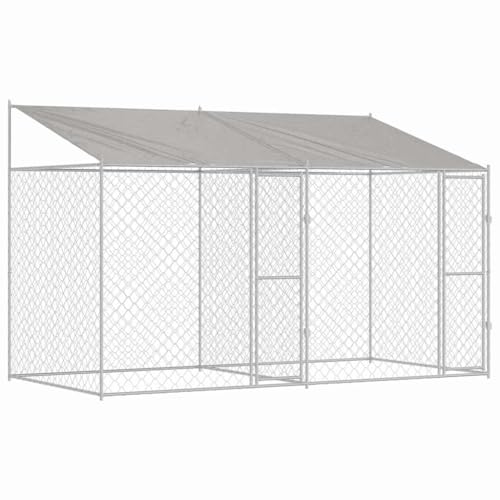 vidaXL Hundekäfig Silber 400 x 200 x 256 cm Verzinkter Stahl von vidaXL