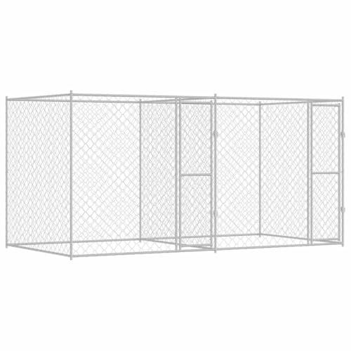 Rustikaler Outdoor-Hundezwinger 4 x 2 m Modell mit Türen aus verzinktem Stahl, wetterfest und geräumig für große Rassen wie Golden Retriever. Langlebiges Design von vidaXL
