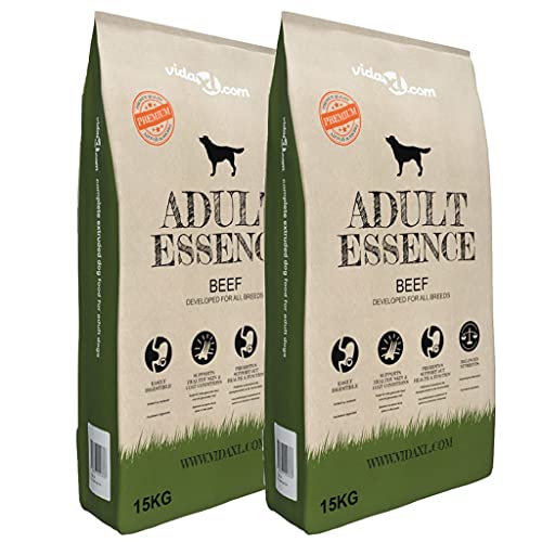 vidaXL 2x15kg Hundefutter Premium Adult Essence Beef 30kg Hunde Trockenfutter von vidaXL