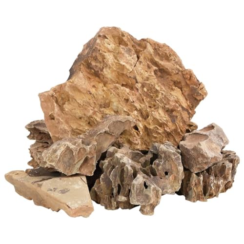 vidaXL Drachensteine, Drachenstein Natürlich Sicher, Naturstein Stein für Aquarium Dekoration, Dekostein Felsen, Braun 10 kg 5-30cm von vidaXL