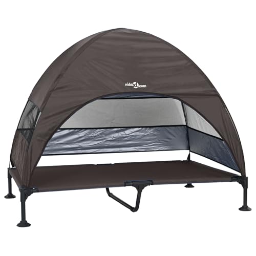 vidaXL Erhöhtes Hundebett mit abnehmbarem Dach Braun XL Stahl von vidaXL