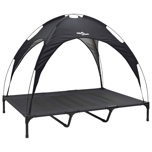 vidaXL Erhöhtes Hundebett mit abnehmbarem Dach Schwarz XL Stahl von vidaXL