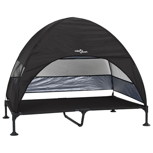 vidaXL Erhöhtes Hundebett mit abnehmbarem Dach Schwarz XL Stahl von vidaXL