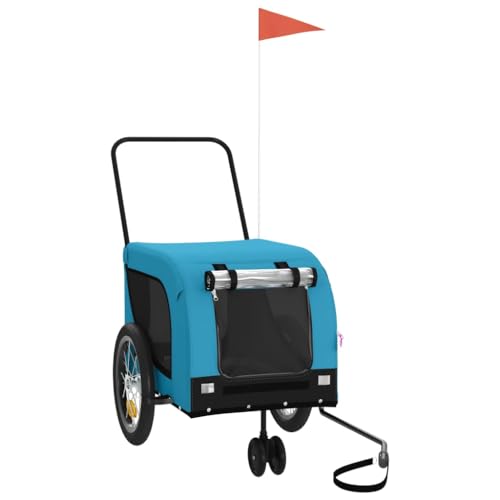 vidaXL Fahrradanhänger Hunde, Hundeanhänger mit Reflektoren Flagge, Hundetransporter Maximale Belastbarkeit 30 kg, Haustier Transportwagen, Blau Schwarz Oxford-Gewebe Eisen vidaXL Fahrradanhänger Hunde, Hundeanhänger mit Reflektoren Flagge, Hundetransporter Maximale Belastbarkeit 30 kg, Haustier Transportwagen, Blau Schwarz Oxford-Gewebe Eisen von vidaXL