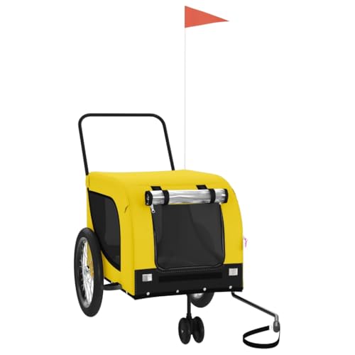 vidaXL Fahrradanhänger Hunde, Hundeanhänger mit Reflektoren Flagge, Hundetransporter Maximale Belastbarkeit 45 kg, Haustier Transportwagen, Gelb Schwarz Oxford-Gewebe Eisen vidaXL Fahrradanhänger Hunde, Hundeanhänger mit Reflektoren Flagge, Hundetransporter Maximale Belastbarkeit 45 kg, Haustier Transportwagen, Gelb Schwarz Oxford-Gewebe Eisen von vidaXL