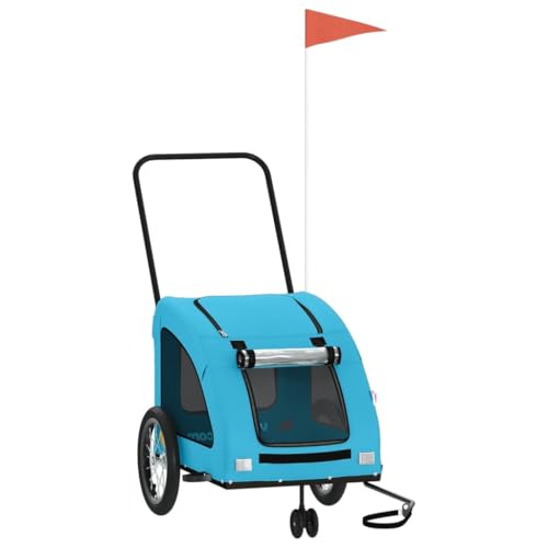vidaXL Fahrradanhänger für Hunde, Hundeanhänger für Fahrrad, Anhänger für Katzen Haustiere, Hundefahrradanhänger Haustieranhänger, Blau Oxford-Gewebe Eisen von vidaXL