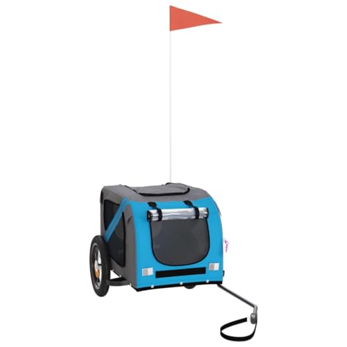 vidaXL Fahrradanhänger für Hunde, Hundeanhänger für Fahrrad, Hundefahrradanhänger mit Reflektoren Flagge, Anhänger für Katzen Haustiere, Blau Grau Oxford-Gewebe Eisen vidaXL Fahrradanhänger für Hunde, Hundeanhänger für Fahrrad, Hundefahrradanhänger mit Reflektoren Flagge, Anhänger für Katzen Haustiere, Blau Grau Oxford-Gewebe Eisen von vidaXL