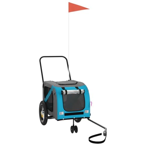 vidaXL Fahrradanhänger für Hunde, Hundeanhänger mit Reflektoren Flagge, Hundetransporter Maximale Belastbarkeit 30 kg, Haustier Transportwagen, Blau Schwarz Oxford-Gewebe Eisen vidaXL Fahrradanhänger für Hunde, Hundeanhänger mit Reflektoren Flagge, Hundetransporter Maximale Belastbarkeit 30 kg, Haustier Transportwagen, Blau Schwarz Oxford-Gewebe Eisen von vidaXL