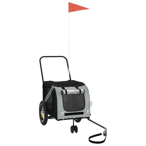 vidaXL Fahrradanhänger für Hunde, Hundeanhänger mit Reflektoren Flagge, Hundetransporter Maximale Belastbarkeit 30 kg, Haustier Transportwagen, Grau Schwarz Oxford-Gewebe Eisen vidaXL Fahrradanhänger für Hunde, Hundeanhänger mit Reflektoren Flagge, Hundetransporter Maximale Belastbarkeit 30 kg, Haustier Transportwagen, Grau Schwarz Oxford-Gewebe Eisen von vidaXL