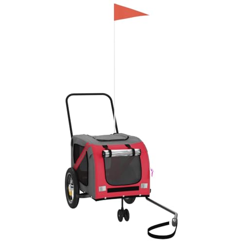 vidaXL Fahrradanhänger für Hunde, Hundeanhänger mit Reflektoren Flagge, Hundetransporter Maximale Belastbarkeit 30 kg, Haustier Transportwagen, Rot Schwarz Oxford-Gewebe Eisen vidaXL Fahrradanhänger für Hunde, Hundeanhänger mit Reflektoren Flagge, Hundetransporter Maximale Belastbarkeit 30 kg, Haustier Transportwagen, Rot Schwarz Oxford-Gewebe Eisen von vidaXL