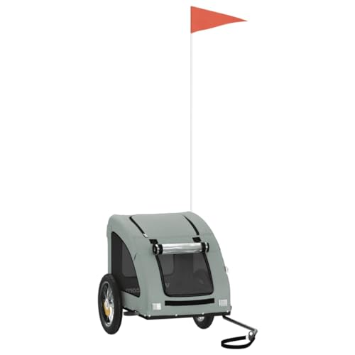 vidaXL Fahrradanhänger für Hunde, Hundeanhänger mit Reflektoren Flagge, Hundetransporter Maximale Belastbarkeit 30kg, Grau Oxford-Gewebe Eisen vidaXL Fahrradanhänger für Hunde, Hundeanhänger mit Reflektoren Flagge, Hundetransporter Maximale Belastbarkeit 30kg, Grau Oxford-Gewebe Eisen von vidaXL