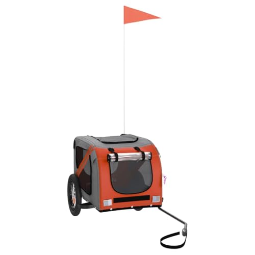 vidaXL Fahrradanhänger für Hunde, Hundeanhänger mit Reflektoren Flagge, Hundetransporter Maximale Belastbarkeit 30kg, Orange Grau Oxford-Gewebe Eisen vidaXL Fahrradanhänger für Hunde, Hundeanhänger mit Reflektoren Flagge, Hundetransporter Maximale Belastbarkeit 30kg, Orange Grau Oxford-Gewebe Eisen von vidaXL