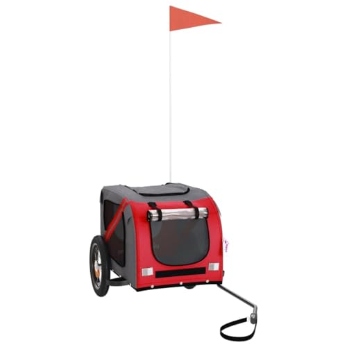 vidaXL Fahrradanhänger für Hunde, Hundeanhänger mit Reflektoren Flagge, Hundetransporter Maximale Belastbarkeit 30kg, Rot Grau Oxford-Gewebe Eisen vidaXL Fahrradanhänger für Hunde, Hundeanhänger mit Reflektoren Flagge, Hundetransporter Maximale Belastbarkeit 30kg, Rot Grau Oxford-Gewebe Eisen von vidaXL