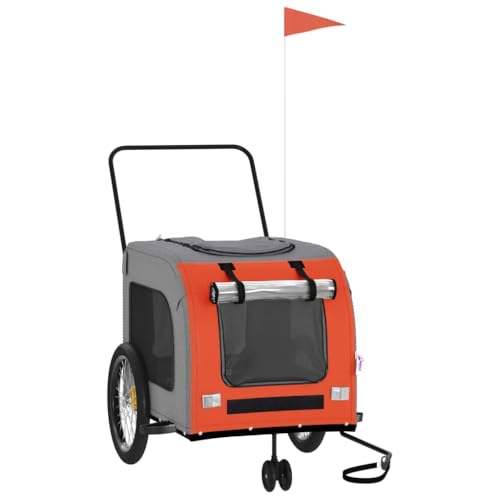 vidaXL Fahrradanhänger für Hunde, Hundeanhänger mit Reflektoren Flagge, Hundetransporter Maximale Belastbarkeit 45 kg, Haustier Transportwagen, Orange Grau Oxford-Gewebe Eisen vidaXL Fahrradanhänger für Hunde, Hundeanhänger mit Reflektoren Flagge, Hundetransporter Maximale Belastbarkeit 45 kg, Haustier Transportwagen, Orange Grau Oxford-Gewebe Eisen von vidaXL