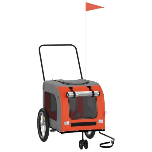 vidaXL Fahrradanhänger für Hunde, Hundeanhänger mit Reflektoren Flagge, Hundetransporter Maximale Belastbarkeit 45 kg, Haustier Transportwagen, Orange Grau Oxford-Gewebe Eisen vidaXL Fahrradanhänger für Hunde, Hundeanhänger mit Reflektoren Flagge, Hundetransporter Maximale Belastbarkeit 45 kg, Haustier Transportwagen, Orange Grau Oxford-Gewebe Eisen von vidaXL
