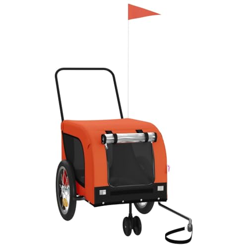 vidaXL Fahrradanhänger für Hunde, Hundeanhänger mit Reflektoren Flagge, Hundetransporter Maximale Belastbarkeit 45 kg, Haustier Transportwagen, Orange Schwarz Oxford-Gewebe Eisen vidaXL Fahrradanhänger für Hunde, Hundeanhänger mit Reflektoren Flagge, Hundetransporter Maximale Belastbarkeit 45 kg, Haustier Transportwagen, Orange Schwarz Oxford-Gewebe Eisen von vidaXL