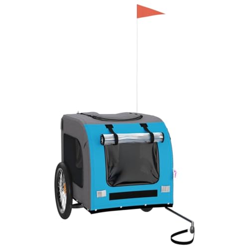 vidaXL Fahrradanhänger für Hunde, Hundeanhänger mit Reflektoren Flagge, Hundetransporter Maximale Belastbarkeit 45kg, Blau Grau Oxford-Gewebe Eisen vidaXL Fahrradanhänger für Hunde, Hundeanhänger mit Reflektoren Flagge, Hundetransporter Maximale Belastbarkeit 45kg, Blau Grau Oxford-Gewebe Eisen von vidaXL