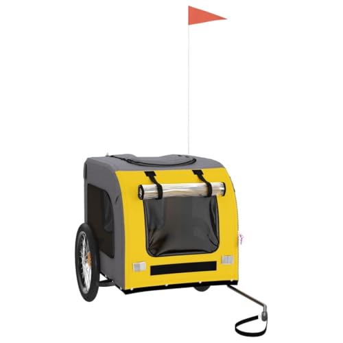 vidaXL Fahrradanhänger für Hunde, Hundeanhänger mit Reflektoren Flagge, Hundetransporter Maximale Belastbarkeit 45kg, Gelb Grau Oxford-Gewebe Eisen vidaXL Fahrradanhänger für Hunde, Hundeanhänger mit Reflektoren Flagge, Hundetransporter Maximale Belastbarkeit 45kg, Gelb Grau Oxford-Gewebe Eisen von vidaXL