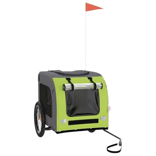 vidaXL Fahrradanhänger für Hunde, Hundeanhänger mit Reflektoren Flagge, Hundetransporter Maximale Belastbarkeit 45kg, Grün Grau Oxford-Gewebe Eisen vidaXL Fahrradanhänger für Hunde, Hundeanhänger mit Reflektoren Flagge, Hundetransporter Maximale Belastbarkeit 45kg, Grün Grau Oxford-Gewebe Eisen von vidaXL