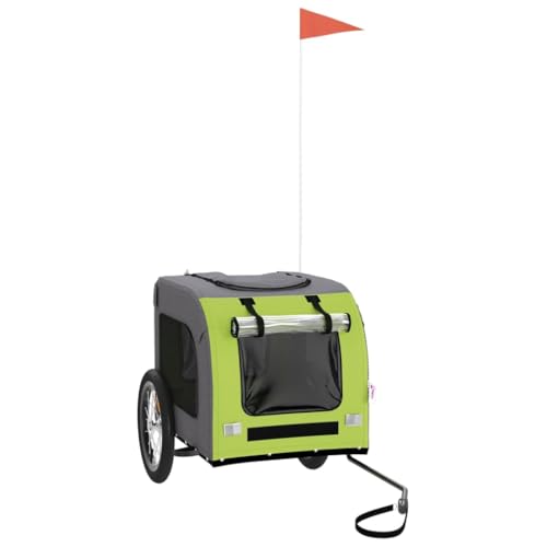 vidaXL Fahrradanhänger für Hunde, Hundeanhänger mit Reflektoren Flagge, Hundetransporter Maximale Belastbarkeit 45kg, Grün Grau Oxford-Gewebe Eisen vidaXL Fahrradanhänger für Hunde, Hundeanhänger mit Reflektoren Flagge, Hundetransporter Maximale Belastbarkeit 45kg, Grün Grau Oxford-Gewebe Eisen von vidaXL