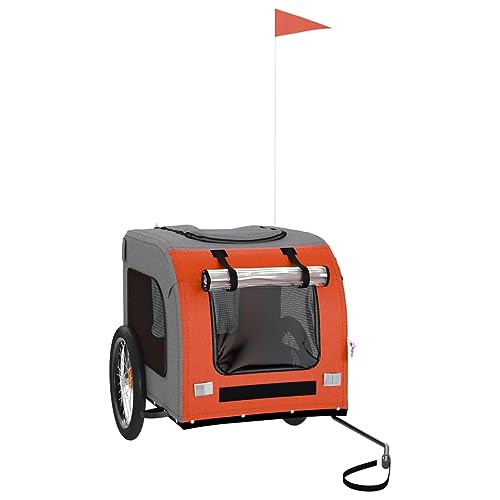vidaXL Fahrradanhänger für Hunde, Hundeanhänger mit Reflektoren Flagge, Hundetransporter Maximale Belastbarkeit 45kg, Orange Grau Oxford-Gewebe Eisen vidaXL Fahrradanhänger für Hunde, Hundeanhänger mit Reflektoren Flagge, Hundetransporter Maximale Belastbarkeit 45kg, Orange Grau Oxford-Gewebe Eisen von vidaXL