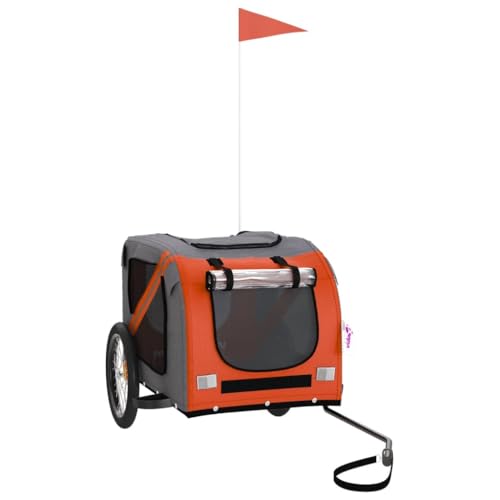 vidaXL Fahrradanhänger für Hunde, Hundeanhänger mit Reflektoren Flagge, Hundetransporter Maximale Belastbarkeit 45kg, Orange Schwarz Oxford-Gewebe Eisen vidaXL Fahrradanhänger für Hunde, Hundeanhänger mit Reflektoren Flagge, Hundetransporter Maximale Belastbarkeit 45kg, Orange Schwarz Oxford-Gewebe Eisen von vidaXL