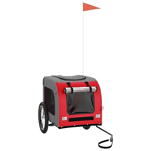 vidaXL Fahrradanhänger für Hunde, Hundeanhänger mit Reflektoren Flagge, Hundetransporter Maximale Belastbarkeit 45kg, Rot Grau Oxford-Gewebe Eisen vidaXL Fahrradanhänger für Hunde, Hundeanhänger mit Reflektoren Flagge, Hundetransporter Maximale Belastbarkeit 45kg, Rot Grau Oxford-Gewebe Eisen von vidaXL