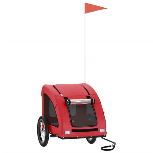 vidaXL Fahrradanhänger für Hunde, Hundeanhänger mit Reflektoren Flagge, Hundetransporter Maximale Belastbarkeit 45kg, Rot Oxford-Gewebe Eisen vidaXL Fahrradanhänger für Hunde, Hundeanhänger mit Reflektoren Flagge, Hundetransporter Maximale Belastbarkeit 45kg, Rot Oxford-Gewebe Eisen von vidaXL