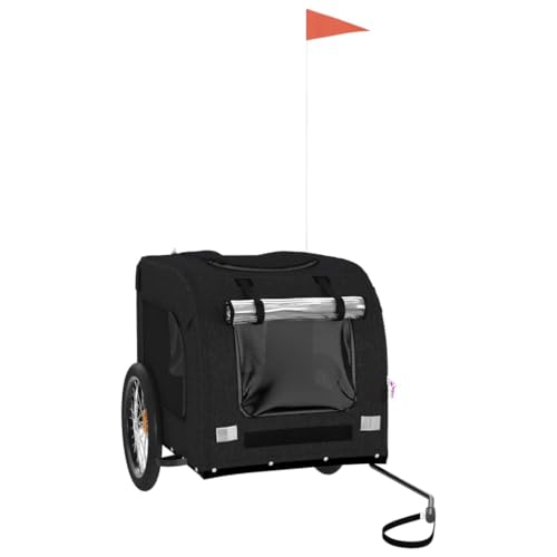 vidaXL Fahrradanhänger für Hunde, Hundeanhänger mit Reflektoren Flagge, Hundetransporter Maximale Belastbarkeit 45kg, Schwarz Oxford-Gewebe Eisen vidaXL Fahrradanhänger für Hunde, Hundeanhänger mit Reflektoren Flagge, Hundetransporter Maximale Belastbarkeit 45kg, Schwarz Oxford-Gewebe Eisen von vidaXL